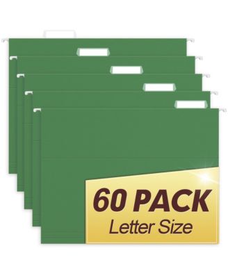 60 Pack Reinforced Letter Size Hanging File Folders 1/5 Cut Adjustable Tabs
