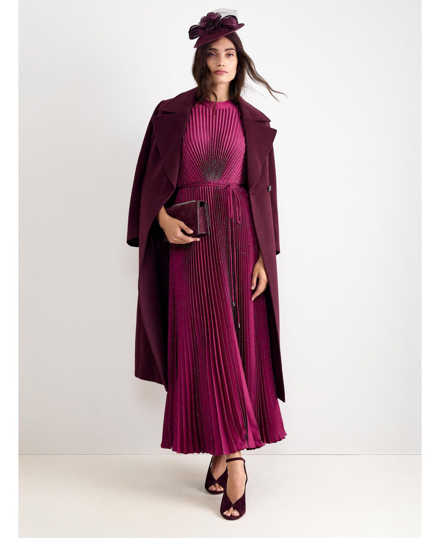 Женское платье Phase Eight Simara High-Neck Pleated Maxi, цвет: Фуксия — фото 6