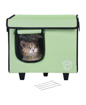 Elevated Heated Cat House with Adjustable Temperature Timer