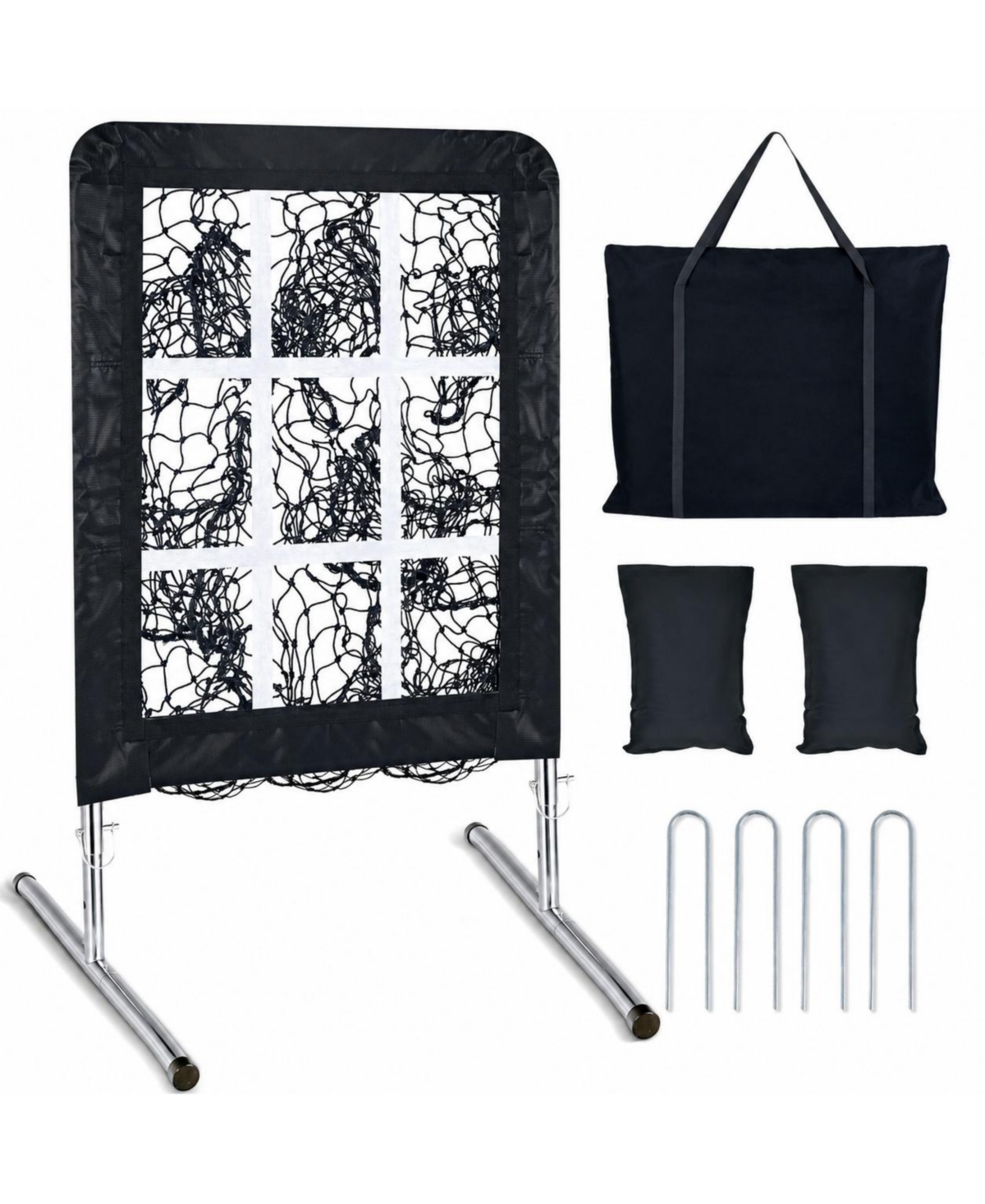 Peneyon Adjustable 9 Hole Baseball Softball Pitching Target Strike Zone Portable Practice Net For All Pitchers