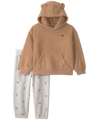 Baby Boys' Bear Fleece Long-Sleeve Hooded Top and Jogger Pants, 2-Piece Set