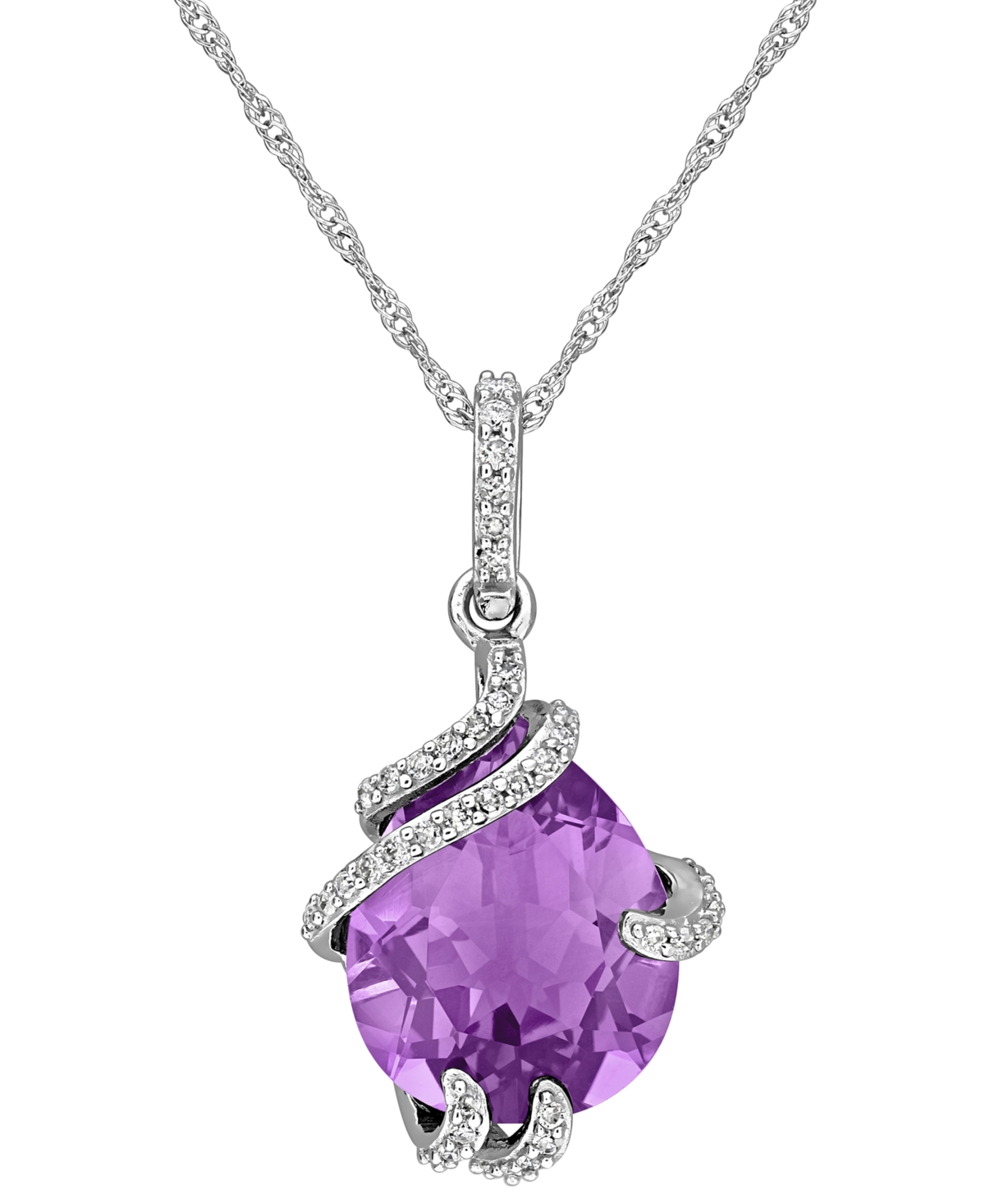 Macy's Amethyst and Diamond Pendant Necklace (4 ct. t.w. Amethyst, 1/8 ct. t.w. Diamond) in 10k Rose Gold - Amethyst / 10k White Gold