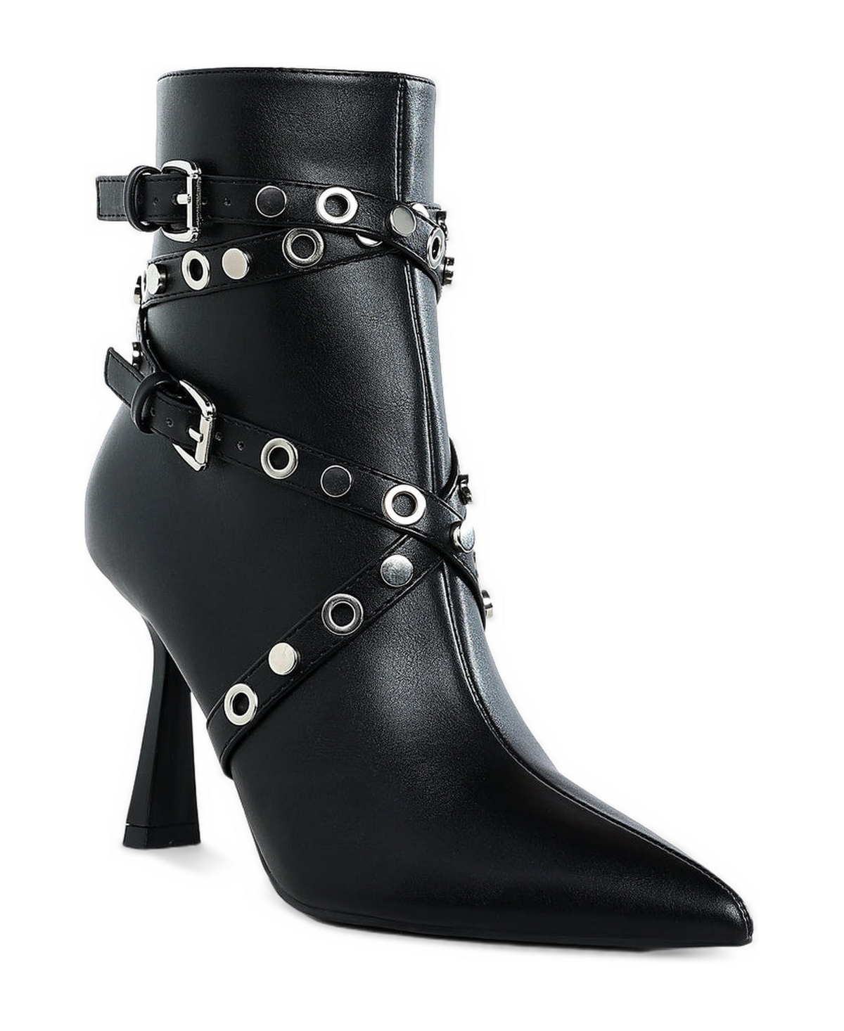 London Rag Womens Jacinta Slim Flared Heel Strappy Boots