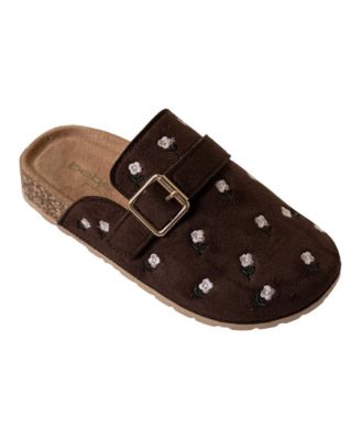 Little Girls Footbed Sandal with Floral Embroidery