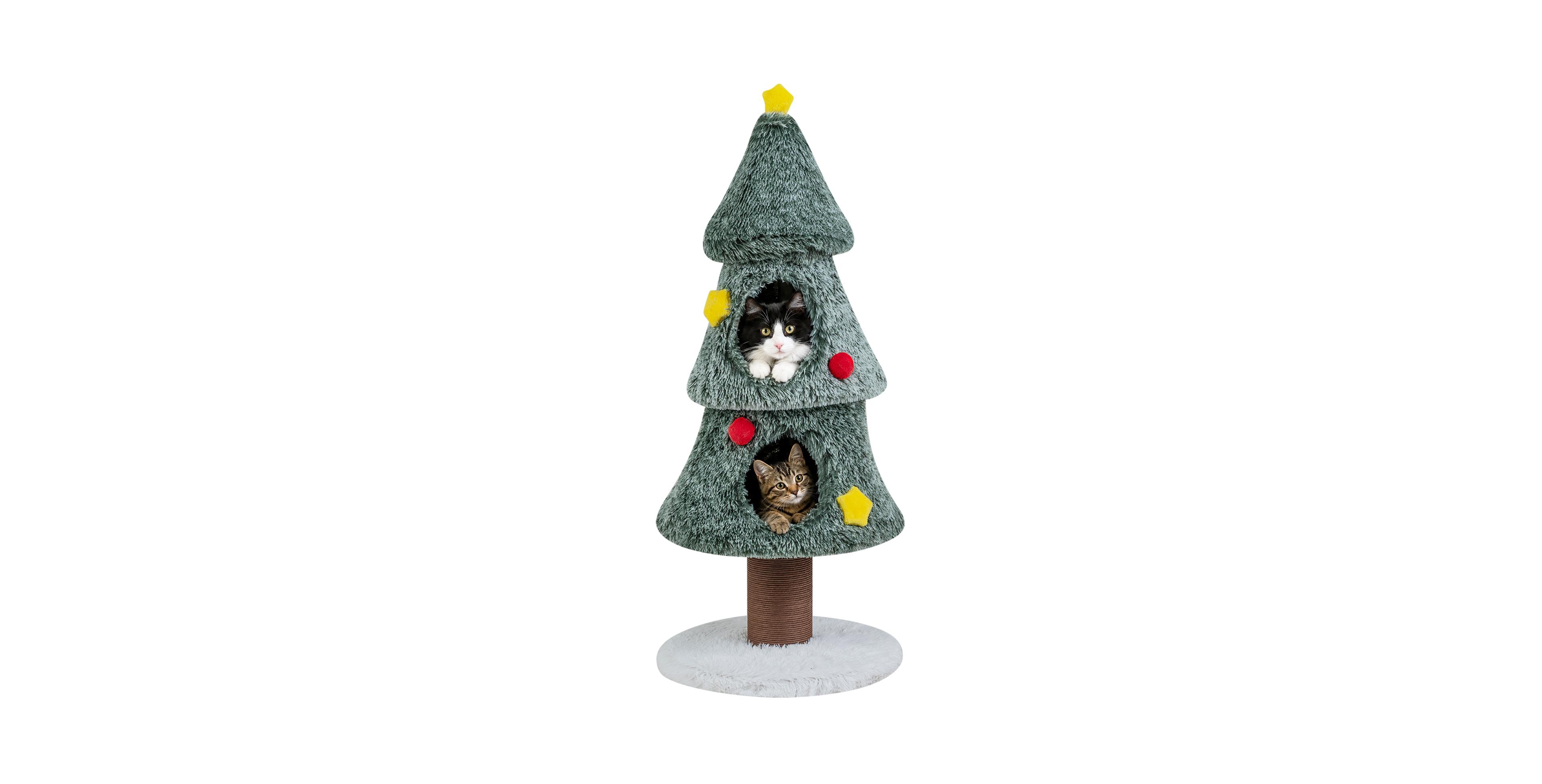 Costway Christmas Cat Tree with 2 Condos, 50" Multi-level Cat Tower