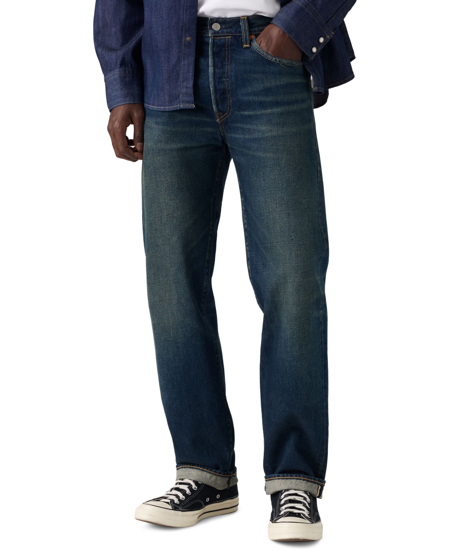 Мужские джинсы Levi's 501 Selvedge прямого кроя, цвет: Тёмно-зелёный — фото 1