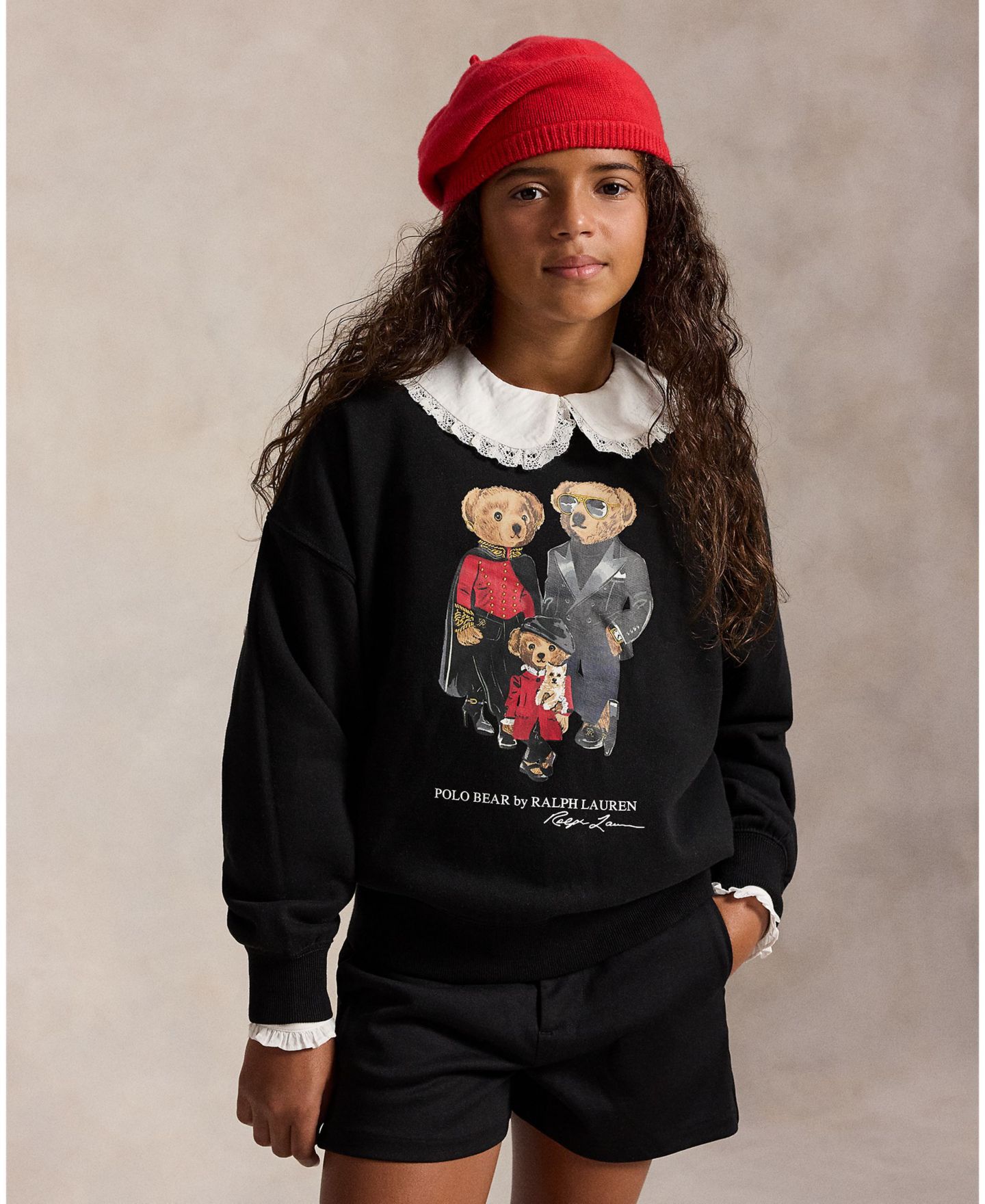 Толстовка Polo Ralph Lauren Polo Bear Family Graphic для девочек, цвет: Чёрный — фото 3