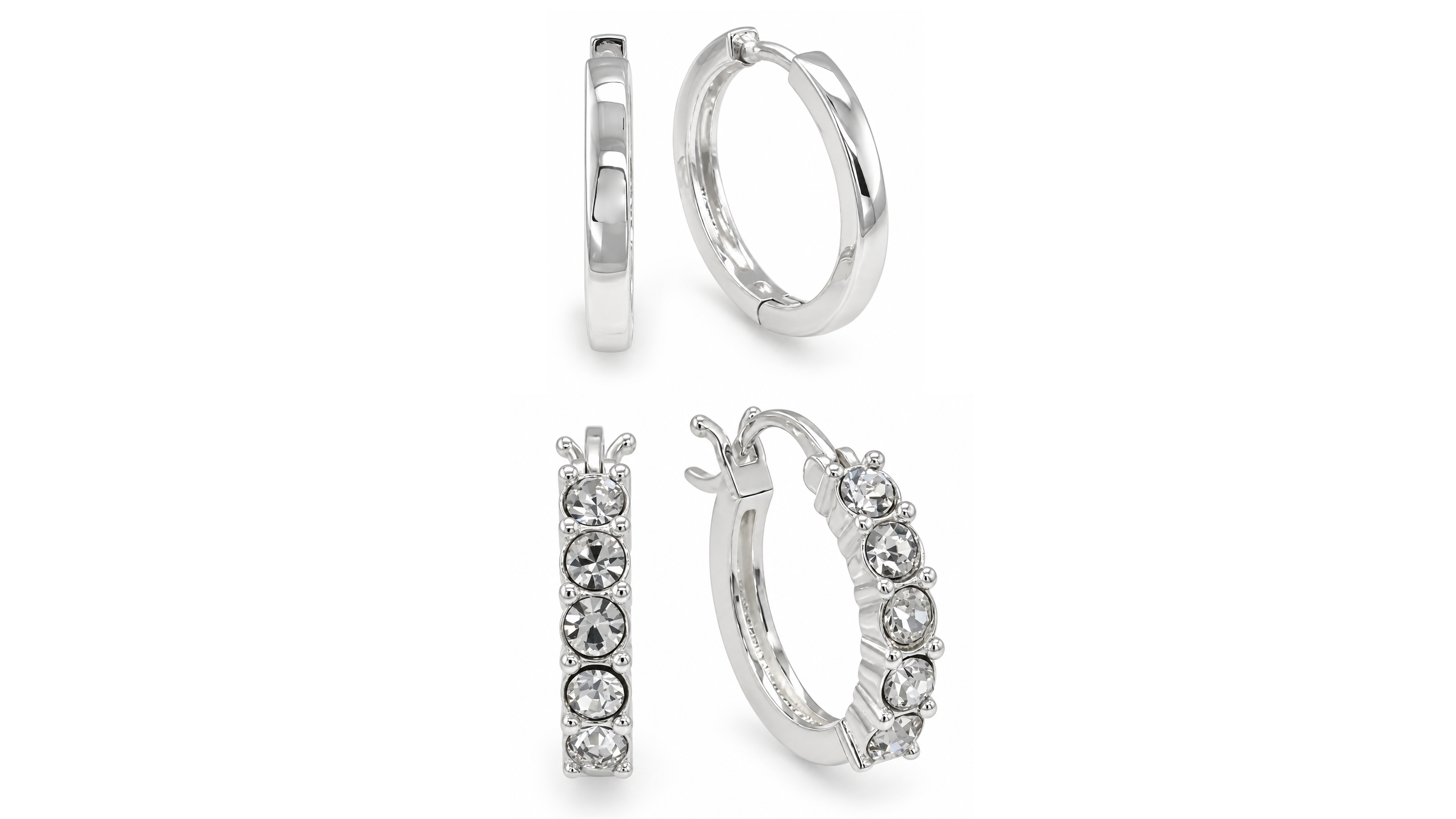 And Now This Clear Crystal Duo Hoop Earring Set