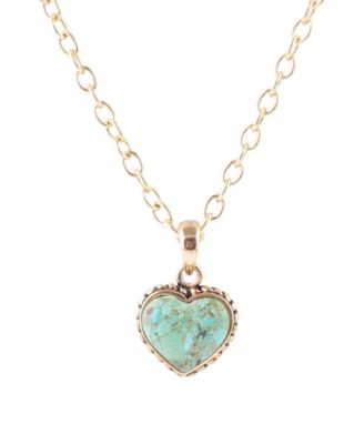 Women's Genuine Turquoise Heart Pendant Necklace