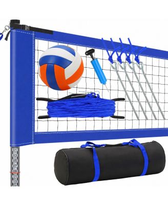 Portable Outdoor Volleyball Net Set Adjustable Poles All Weather Carry Bag