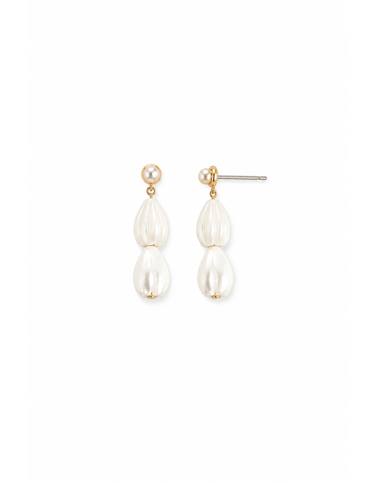 A.b. Ellie Mother of Pearl Stacked Drop Earrings - Gold / pearl
