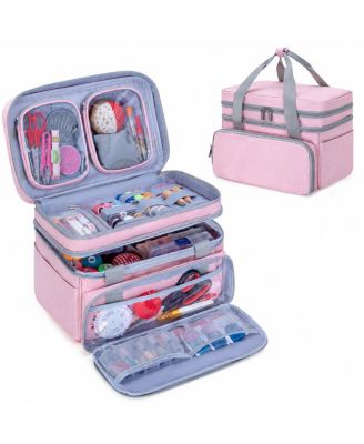 Double Layer Polka Dot Sewing Accessories Organizer with Storage Pockets