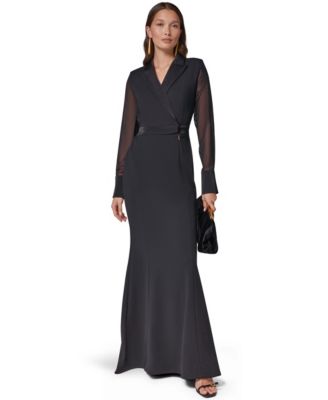 Women's Shawl Collar Faux-Wrap Gown