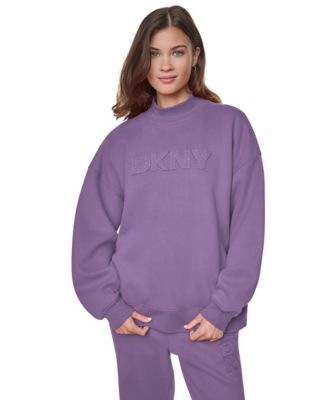 Women's Rhinestone Applique Oversized Mock Neck Pullover Sweatshirt