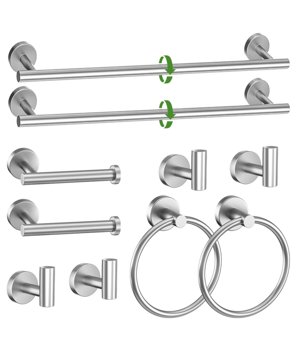 Cyqbd 10 Pieces 23.6" Brushed Towel Bar Set Bathroom Hardware Stainless Steel Wall-mounted - Brushed nickel