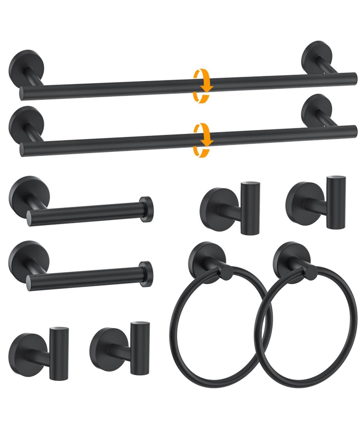 Cyqbd 10 Pieces 23.6" Brushed Towel Bar Set Bathroom Hardware Stainless Steel Wall-mounted - Matte black