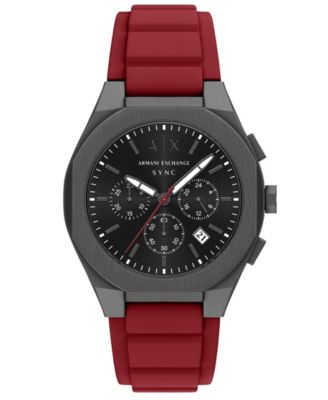 Men's Sync Quartz Chronograph Red Silicone Watch 42mm