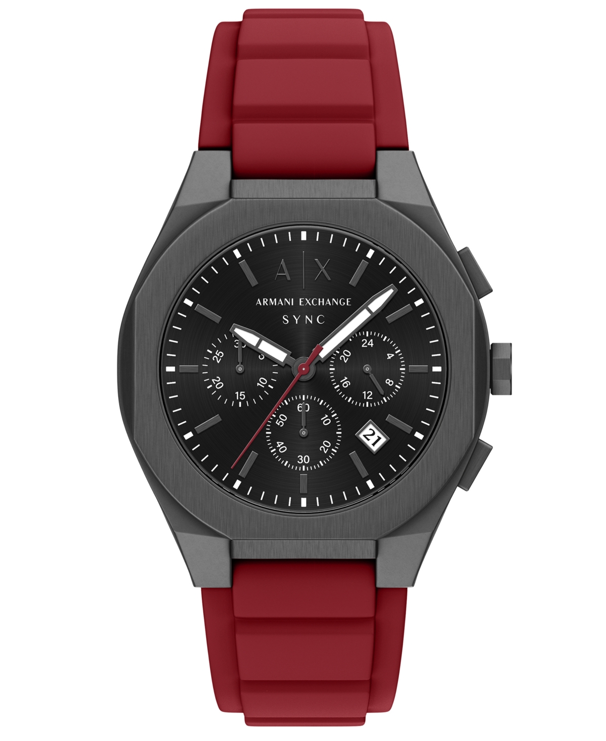 A|X Armani Exchange Men's Sync Quartz Chronograph Red Silicone Watch 42mm - Red