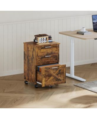 3-Drawer Rolling File Cabinet With Lock, Filing Cabinet For Home Office, Under Desk Storage Fits Letter A4 Legal, Printer Stand Locking Casters