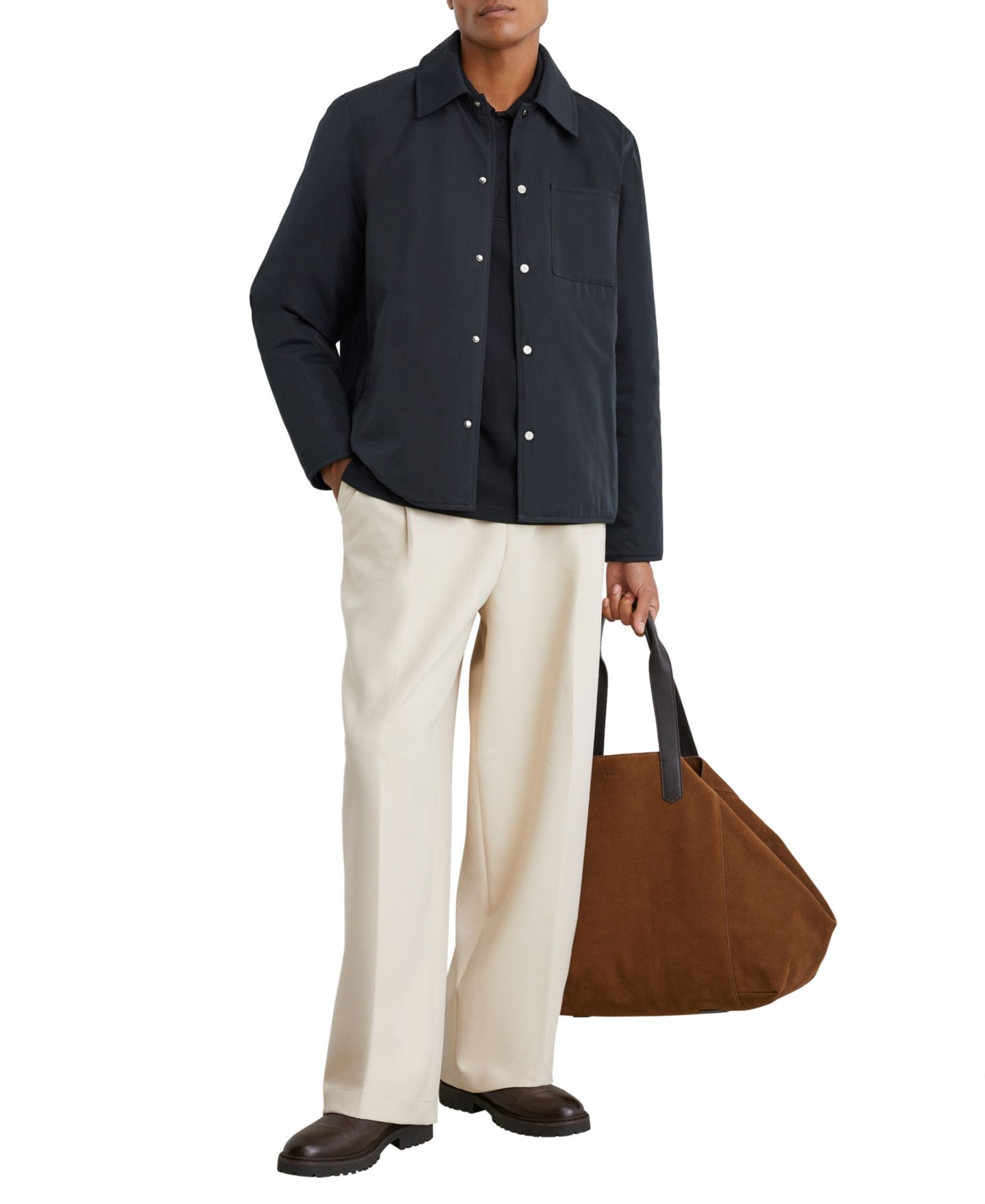 Мужская рубашка REISS Raider Lightly-Padded Patch-Pocket Overshirt, цвет: Тёмно-синий — фото 3