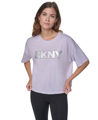 Women's Foil Rhinestone Logo Dropped-Shoulder T-Shirt