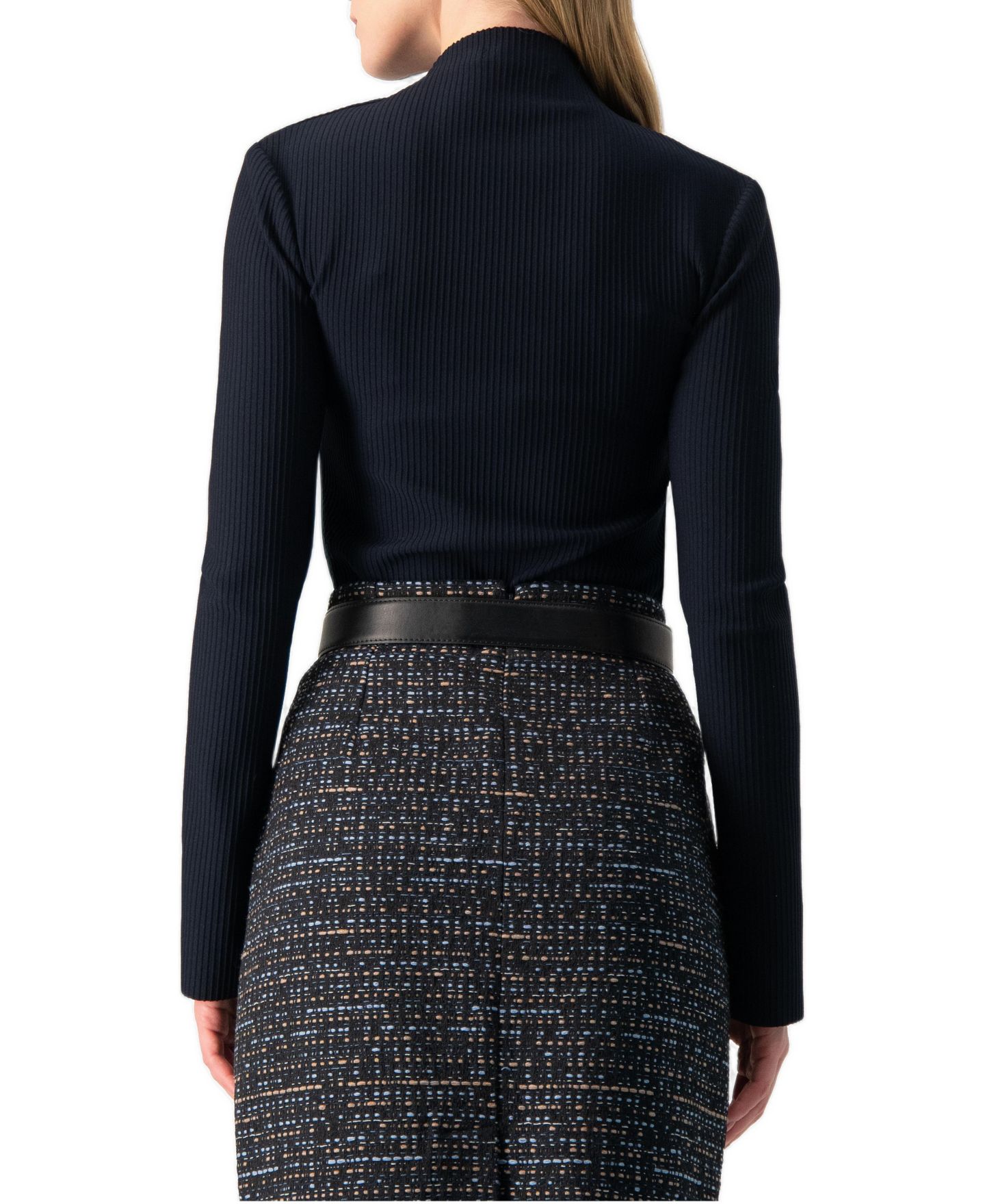 Женская блузка Ivonne High-Neck Ribbed Long-Sleeve, цвет: Тёмно-синий — фото 2