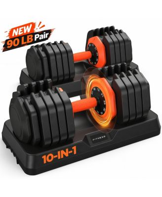 DB5 Adjustable Dumbbell Set, 90 LB Pair (180 LB Total), 10 Weight Levels, Fast Adjust Home Gym Dumbbells with Storage Tray