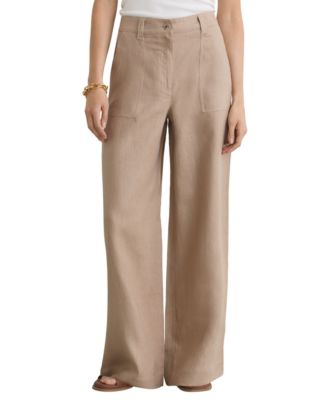 Petite Ashby High-Waist Wide-Leg Linen Pants