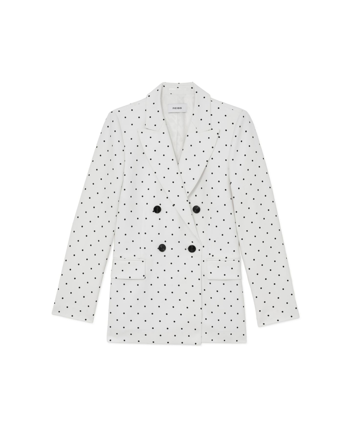 Женский пиджак REISS Beatrix Double-Breasted Padded-Shoulder Blazer, цвет: Whitenavy — фото 5
