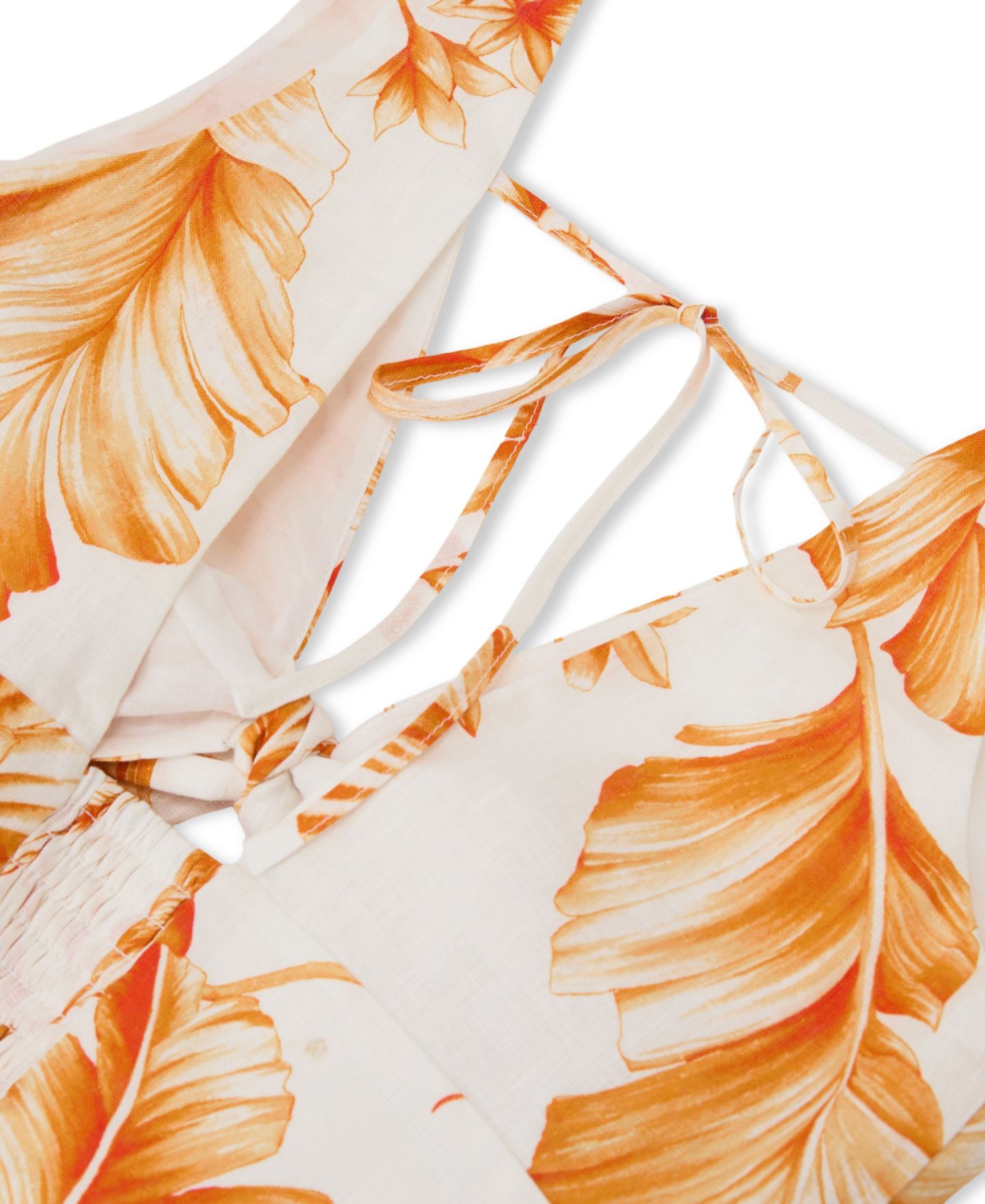 Женский топ REISS Milly Printed Tie-Front Open-Back Linen, цвет: Ivoryorang — фото 5