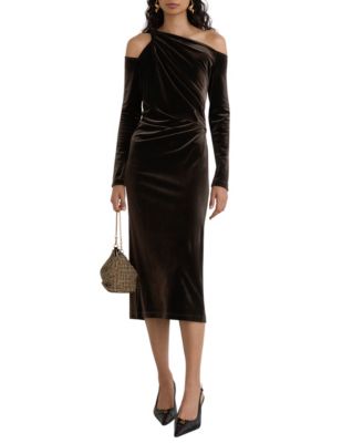 Women's Off-the-Shoulder Velvet Midi Dress