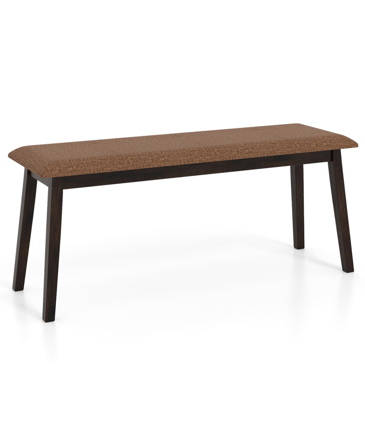 Costway 43.5" Upholstered Entryway Bench with Rubber Wood Frame, Farmhouse End of Bed Bench - Brown