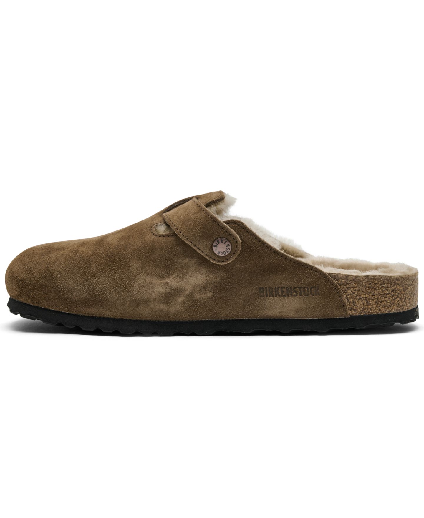 Сабо Birkenstock Boston замшевые с подкладкой из овчины и поддержкой свода стопы, цвет: Тёмный чайный — фото 3