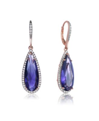 Elegant Cubic Zirconia Pav&eacute; Halo and Teardrop Earrings