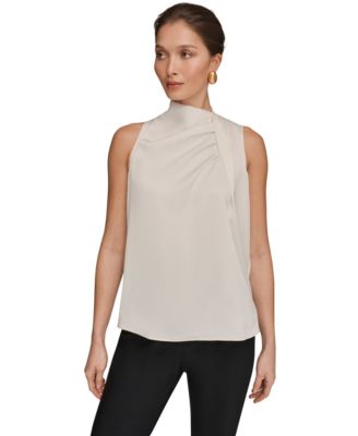 Women's Sleeveless Twist-Front Drape Blouse