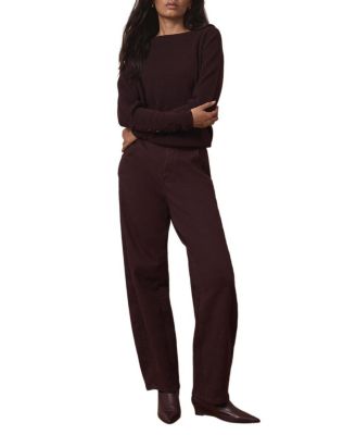 Women's Lace Detail Boat Neck Long-Sleeve Pullover Sweater