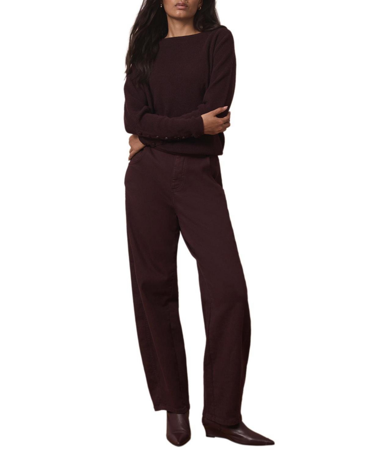 Mint Velvet Women's Lace Detail Boat Neck Long-Sleeve Pullover Sweater