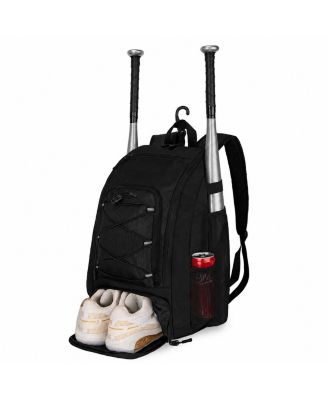 40L Baseball Softball Bag with Shoe Compartment Fence Hook Bat Equipment Gear Storage
