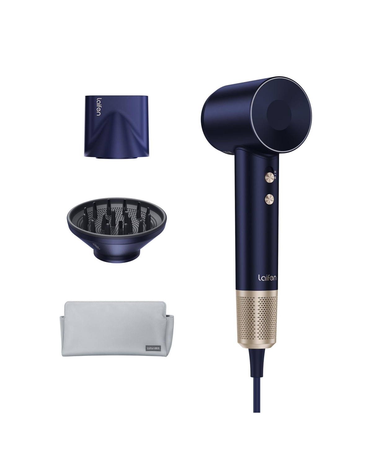 Laifen Swift Premium High-Speed Hair Dryer with Bag and 2 Magnetic Nozzles - Blue
