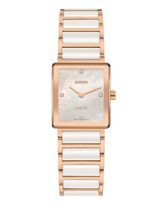 Women's Integral Swiss Quartz Imitation Pearl Dial Two-Tone Ceramic and Stainless Steel Watch 23mm