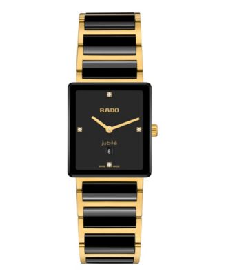 Women's Quartz Integral Diamonds Black and Gold-Tone Ceramic Bracelet Watch 28mm