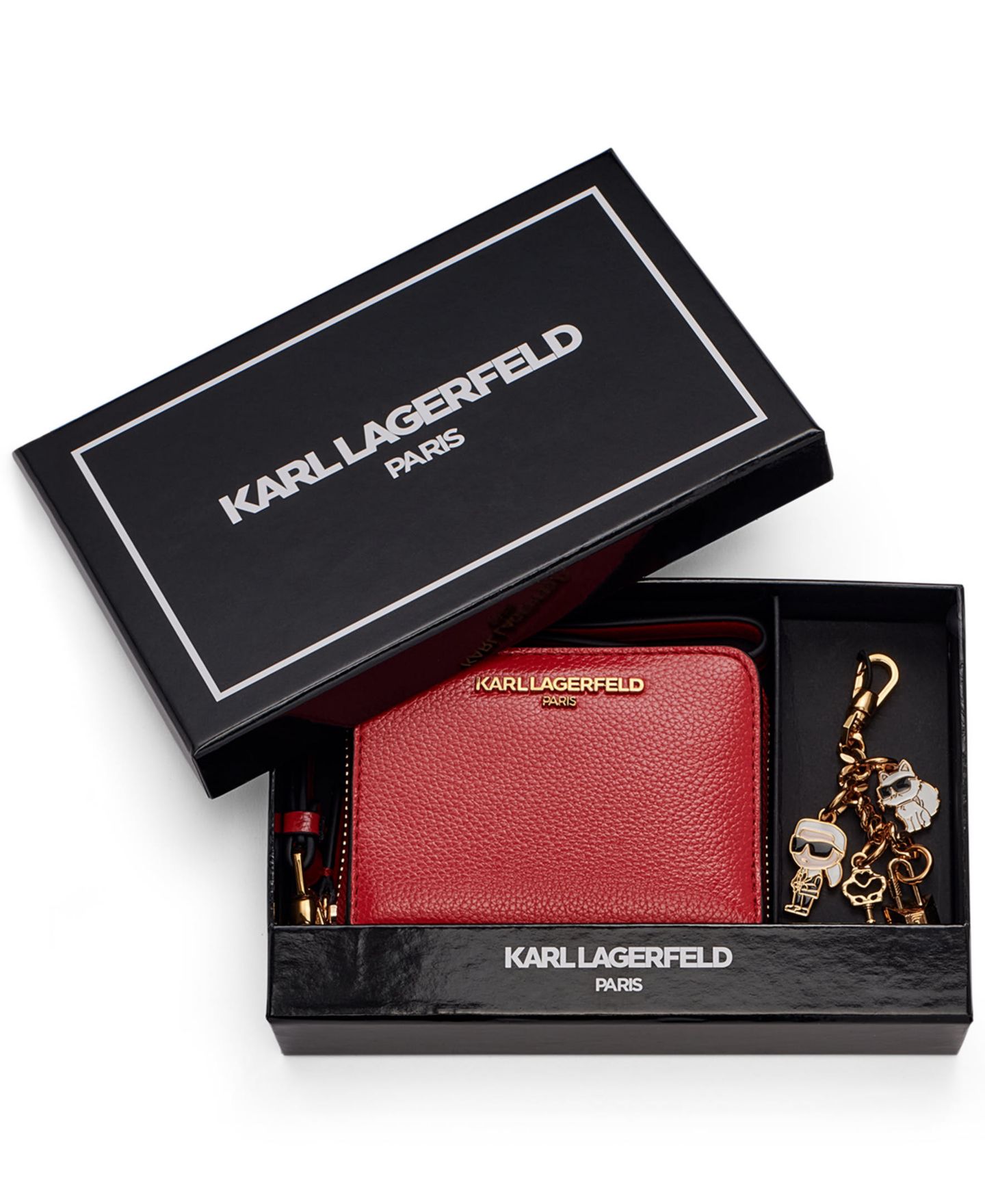 Женский кошелёк KARL LAGERFELD PARIS Zipper Charm Bifold Wallet, цвет: Красный — фото 2