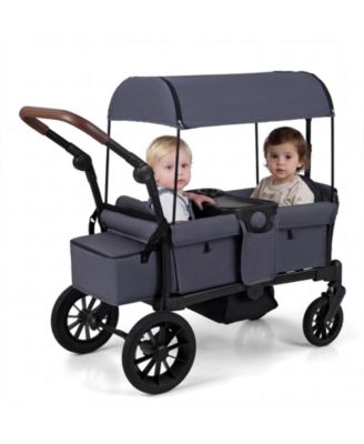 Foldable Double Seat Wagon Stroller with Removable Canopy, Ages 6-36 Months