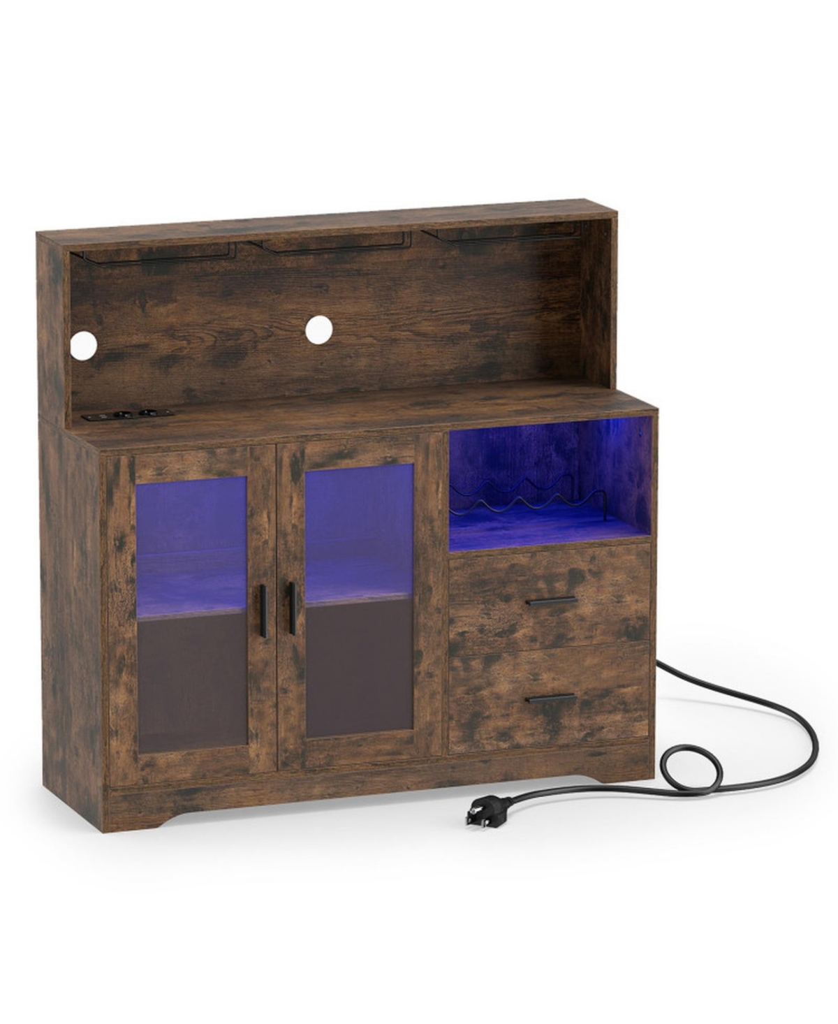 Gouun Led Wine Bar Cabinet Featuring Built-In Charging Station