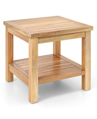 Solid Teak Wood Square Side Table for Indoor or Patio Use