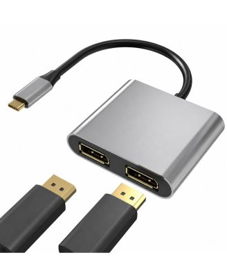 USB C to Dual DisplayPort Adapter 4K 60Hz Splitter for Monitors