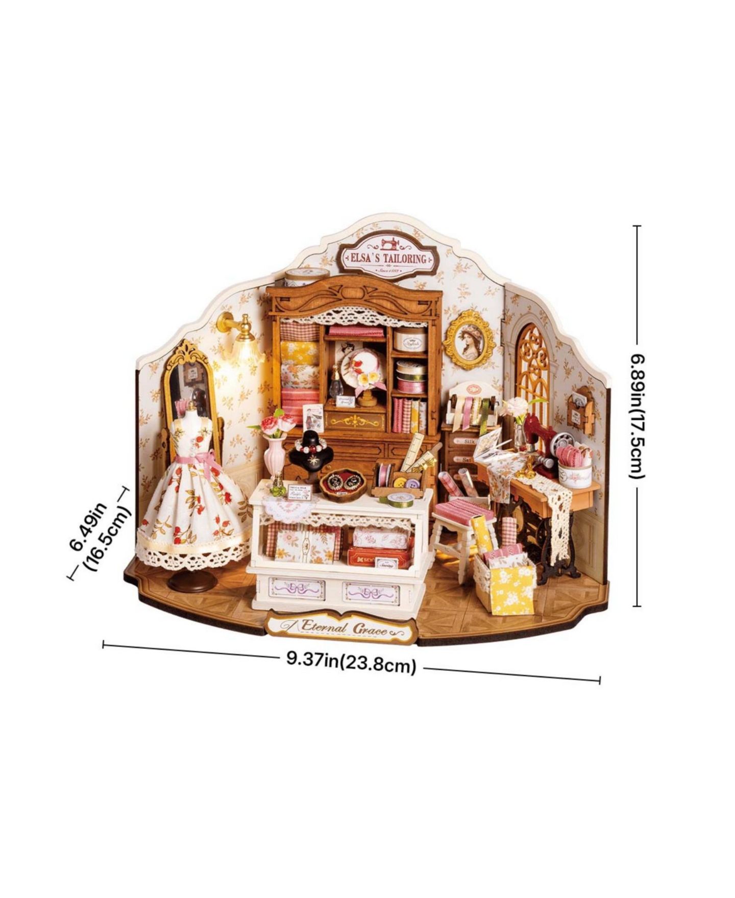 Детские куклы Robotime Elsa's Tailoring Wooden DIY Miniature House Kit with Detailed Interior, Ages 14+ — фото 3