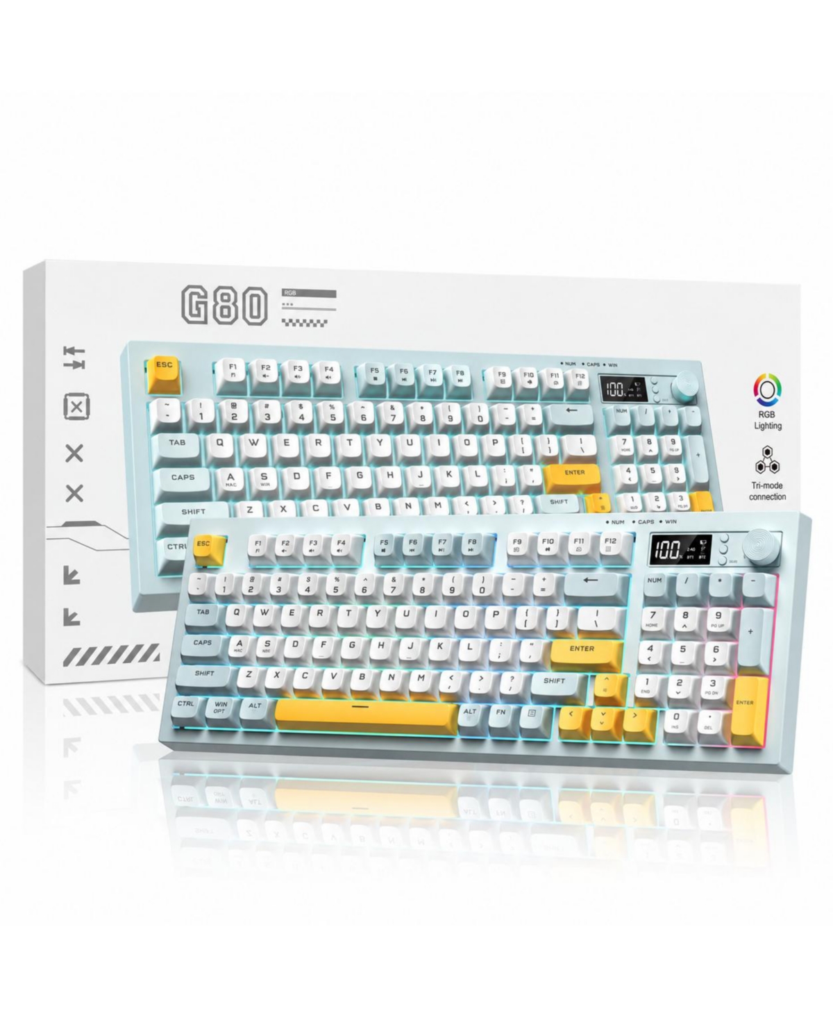 Lofree Tri-Mode Wireless Rgb Backlit Silent Membrane Gaming Keyboard with Screen and Knob
