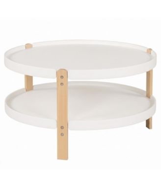 31 in Round Two-Tier Coffee Table on Solid Beech Wood Legs