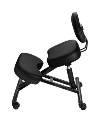 Mobile X-Shaped Kneeling Chair with Backrest Wheels Adjustable Height and Thick Foam Cushions